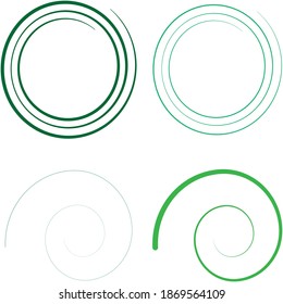 Abstract spiral, twist. Radial swirl, twirl curvy lines element. Circular, concentric loop-hook. Revolved whirl design shape, Whirlwind, whirlpool illustration. Radiating volute, whirligig, curlicue