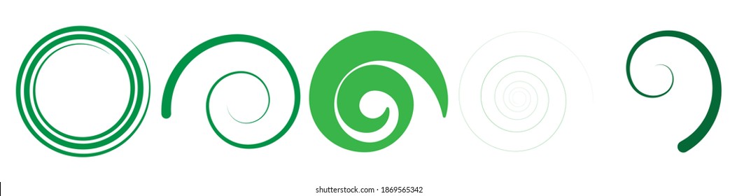 Abstract spiral, twist. Radial swirl, twirl curvy lines element. Circular, concentric loop-hook. Revolved whirl design shape, Whirlwind, whirlpool illustration. Radiating volute, whirligig, curlicue