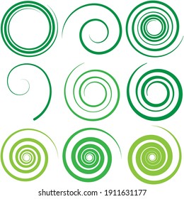 Abstract spiral, twist. Radial swirl, twirl curved, curvy line. Circular whirl design element.