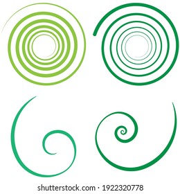 Abstract spiral, twist. Radial swirl, twirl curved, curvy line. Circular whirl design element.