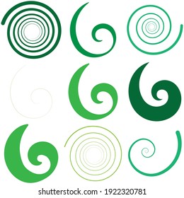 Abstract spiral, twist. Radial swirl, twirl curved, curvy line. Circular whirl design element.