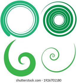 Abstract spiral, twist. Radial swirl, twirl curved, curvy line. Circular whirl design element.