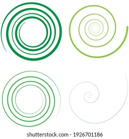 Abstract spiral, twist. Radial swirl, twirl curved, curvy line. Circular whirl design element.