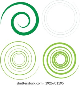 Abstract spiral, twist. Radial swirl, twirl curved, curvy line. Circular whirl design element.