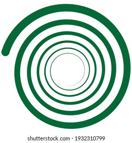 Abstract spiral, twist. Radial swirl, twirl curved, curvy line. Circular whirl design element.