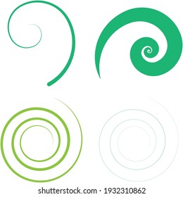 Abstract spiral, twist. Radial swirl, twirl curved, curvy line. Circular whirl design element.