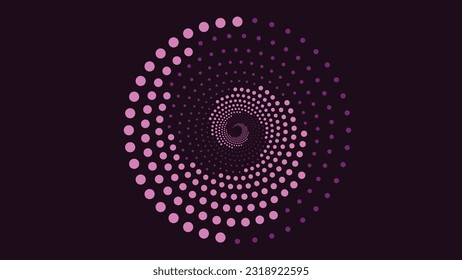 Espiral abstracta de dos colores de color rosa y púrpura, con fondo redondeado en color morado oscuro mandala.