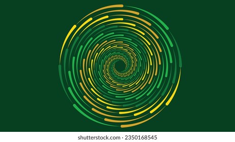 Abstract spiral vortex dark green background in story design. This creative can be used to present your data cycle or data collection method. You can also use it as a banner or flyer background.