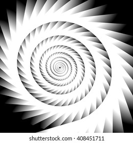 Abstract spiral, vortex graphic. Inward spiral. Artistic monochrome image.