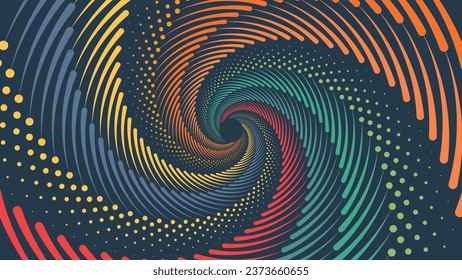 Abstract spiral vortex rainbow color minimalist background. 