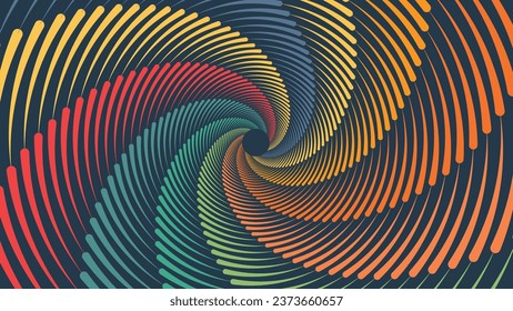 Abstract spiral vortex rainbow color minimalist background. 