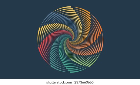 Abstract spiral vortex rainbow color minimalist background. 