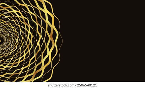 Abstract spiral vortex style deep data Center spinning background in golden gradient.