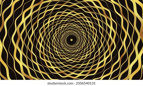Abstractas vórtice espiral estilo de datos profundos Centro de giros de fondo en gradiente dorado.