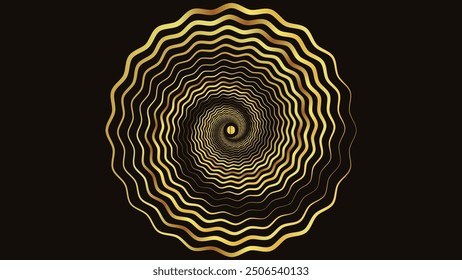 Abstract spiral vortex style deep data Center spinning background in golden gradient.