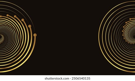 Abstract spiral vortex style deep data Center spinning background in golden gradient.