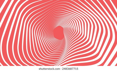 Abstract spiral vortex style spinning background in red.