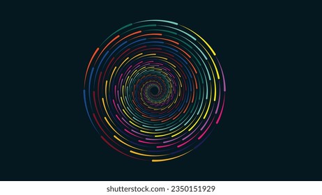 El fondo del símbolo de vórtice espiral abstracto en una capa diferente hará que su proyecto sea de color e impresionante. Puede utilizarlo como modelo caótico de información o círculo de diseño repetitivo. 