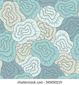 Abstract  spiral wavy hand drawn  outline vector seamless  pattern
