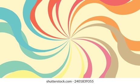 Abstract spiral wavy line rainbow background .