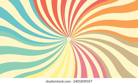 Abstract spiral wavy line rainbow background .