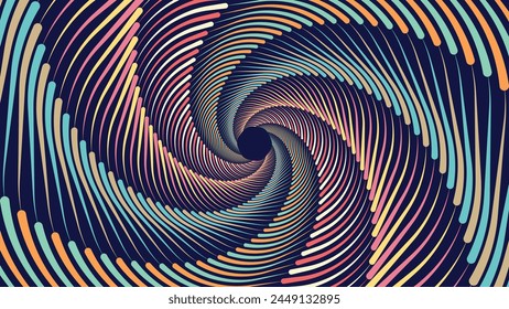 Abstract spiral wavy line round vortex urgency logo background.
