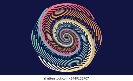 Abstract spiral wavy line round vortex urgency logo background.