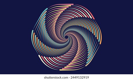 Abstract spiral wavy line round vortex urgency logo background.
