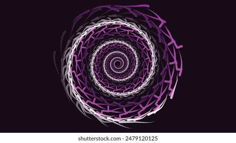 Abstractas espiral línea ondulada vórtice estilo de la urgencia creativa logo de fondo en púrpura.