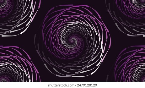 Abstract spiral wavy line vortex style creative urgency logo background in purple.