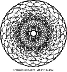 Abstrato espiral tecelagem mandala vetor, Japonês Aomori laca inspirado simbolismo de unidade e proteção, fundo circular decorativo para convite e brochura