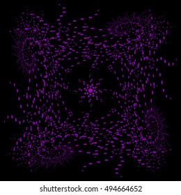 Abstract spiral of white bubbles. Abstract black holes in space.