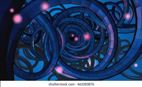 Abstract spiral wire background with technology or sci fi conceptual in low key light