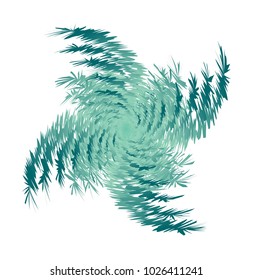 abstract of spiraling pine branches in green colors