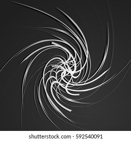 Abstract spirally element on black background - Geometric monochrome vector illustration