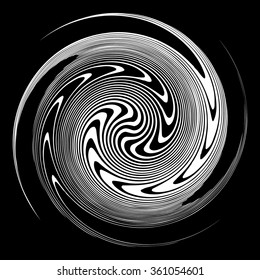 Abstract spirally element. Twirl, swirl, vortex shape. Monochrome vector . 