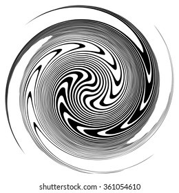 Abstract spirally element. Twirl, swirl, vortex shape. Monochrome vector . 