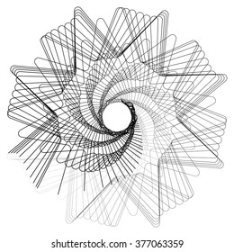 Abstract spirally geometric element with thin intersecting lines