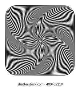 Abstract spirally, inward rotating square. Vortex, spiral geometric pattern made of squares