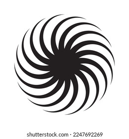 Abstract spirally shape, motif. vector. Twirling, curved radiating lines.