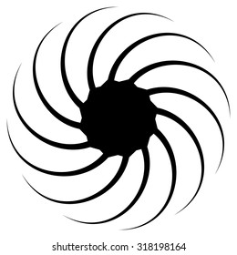 Abstract spirally shape, motif. vector. Twirling, curved radiating lines.