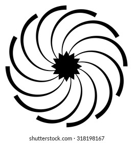 Abstract spirally shape, motif. vector. Twirling, curved radiating lines.