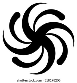 Abstract spirally shape, motif. vector. Twirling, curved radiating lines.