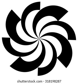 Abstract spirally shape, motif. vector. Twirling, curved radiating lines.