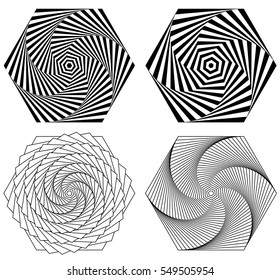 Abstract spirally, swirl element. Geometric spirals. Twisted shapes.