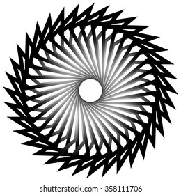 Abstract spirally, twirly shape isolated on white. Monochrome vector element.
