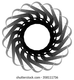 Abstract spirally, twirly shape isolated on white. Monochrome vector element.