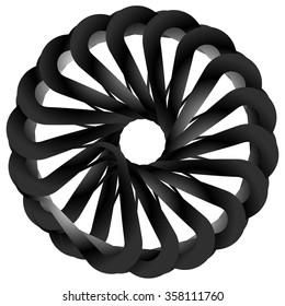 Abstract spirally, twirly shape isolated on white. Monochrome vector element.