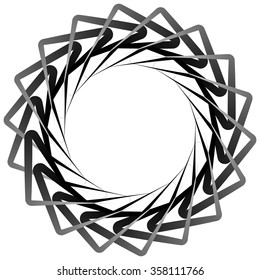 Abstract spirally, twirly shape isolated on white. Monochrome vector element.