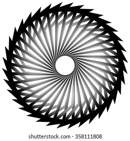 Abstract spirally, twirly shape isolated on white. Monochrome vector element.